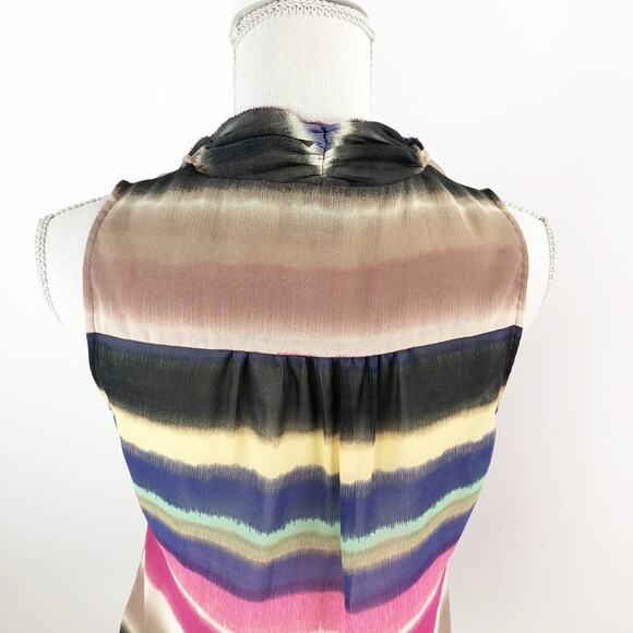 Watercolor Stripe Semi-Sheer Top Ecru Brand Multicolor M - Picture 6 of 11